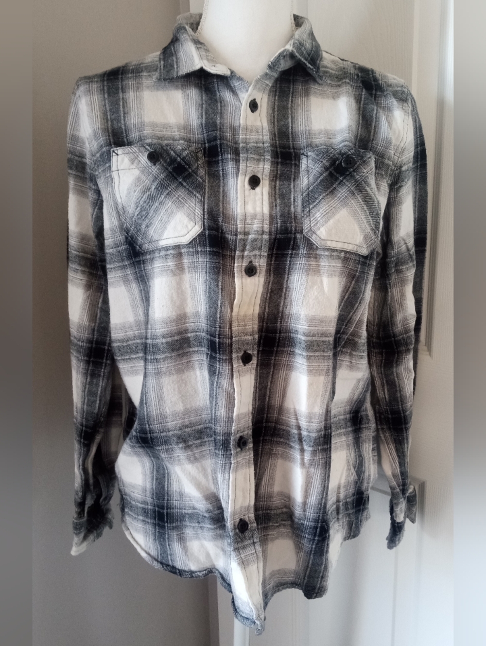 Classic Black & White Plaid Button-Down Shirt
